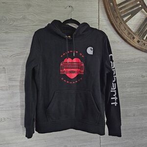 Carhartt Friends Of Carhartt Black Hoodie Womens SZ M 8-10 Relaxed Fit